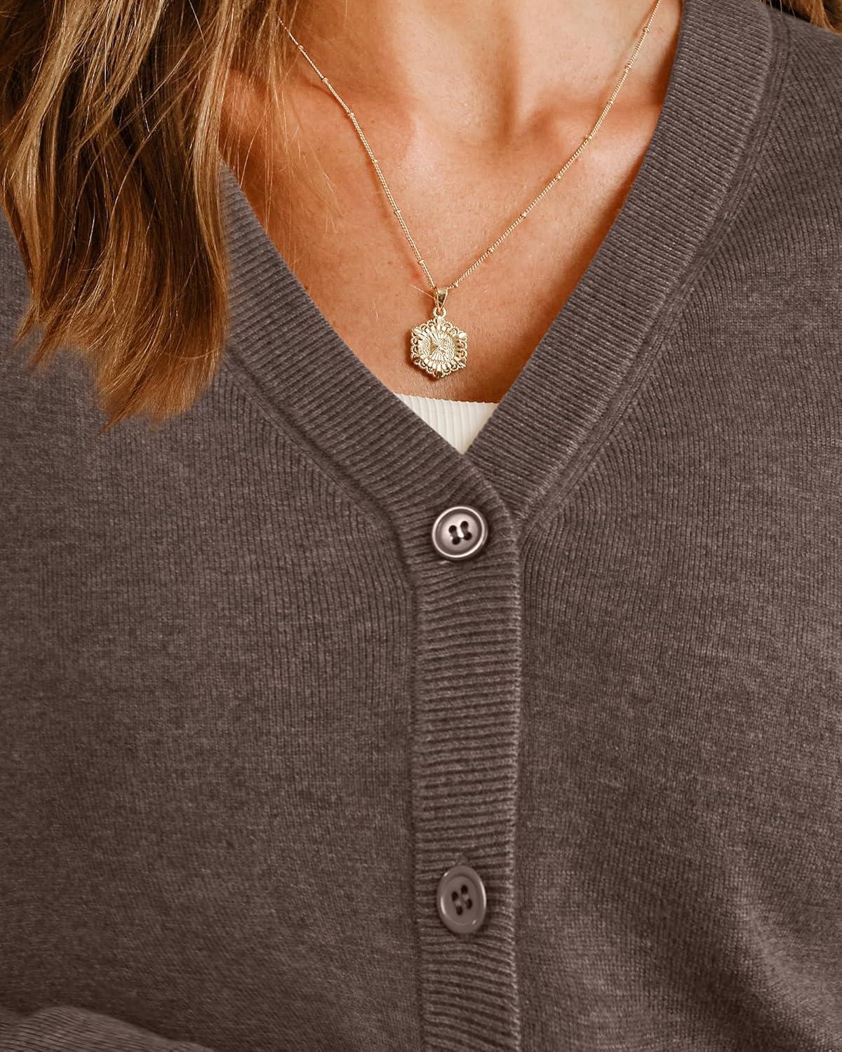 imageArachampCloz Womens Wool Blend Lightweight Summer Business Casual Cardigan Sweaters TopsCoffee