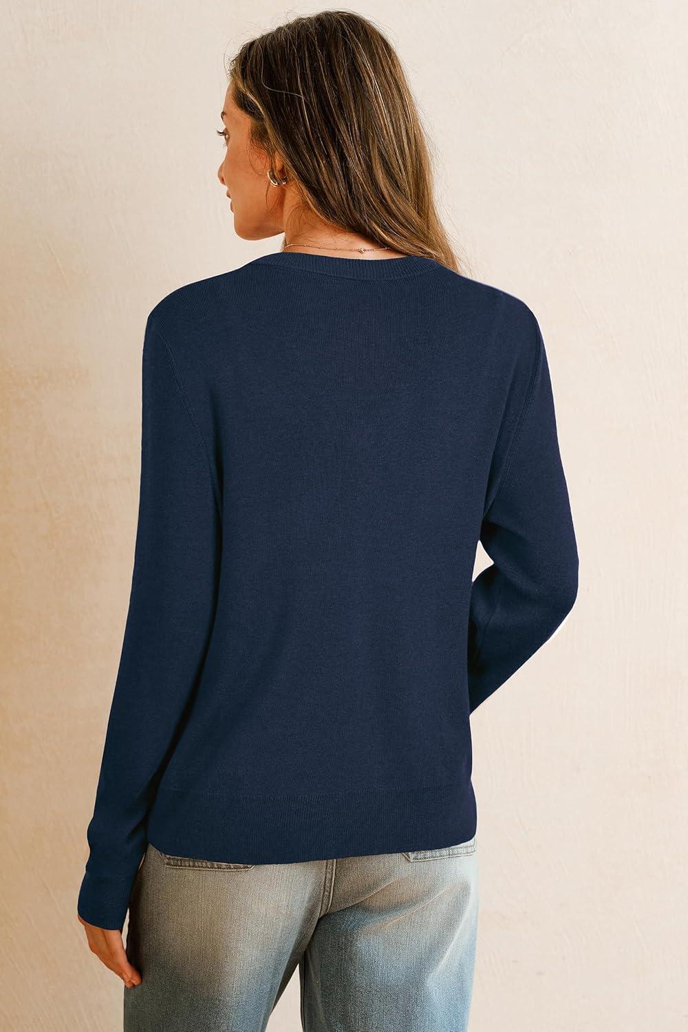 imageArachampCloz Womens Wool Blend Lightweight Summer Business Casual Cardigan Sweaters TopsNavy