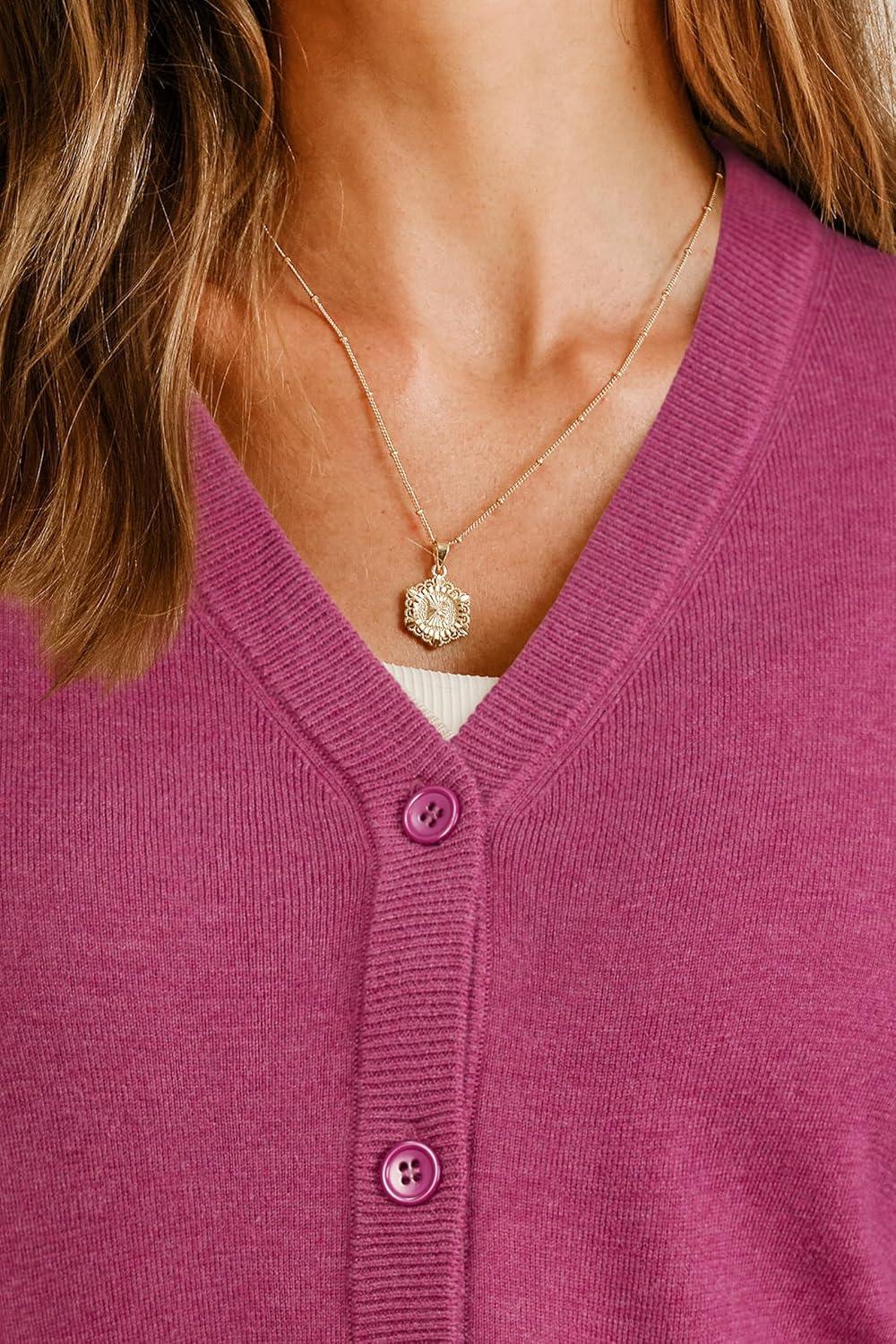 imageArachampCloz Womens Wool Blend Lightweight Summer Business Casual Cardigan Sweaters TopsRuby Pink