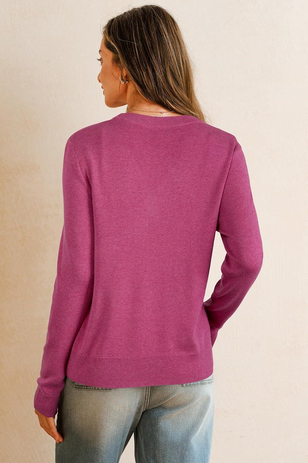 imageArachampCloz Womens Wool Blend Lightweight Summer Business Casual Cardigan Sweaters TopsRuby Pink