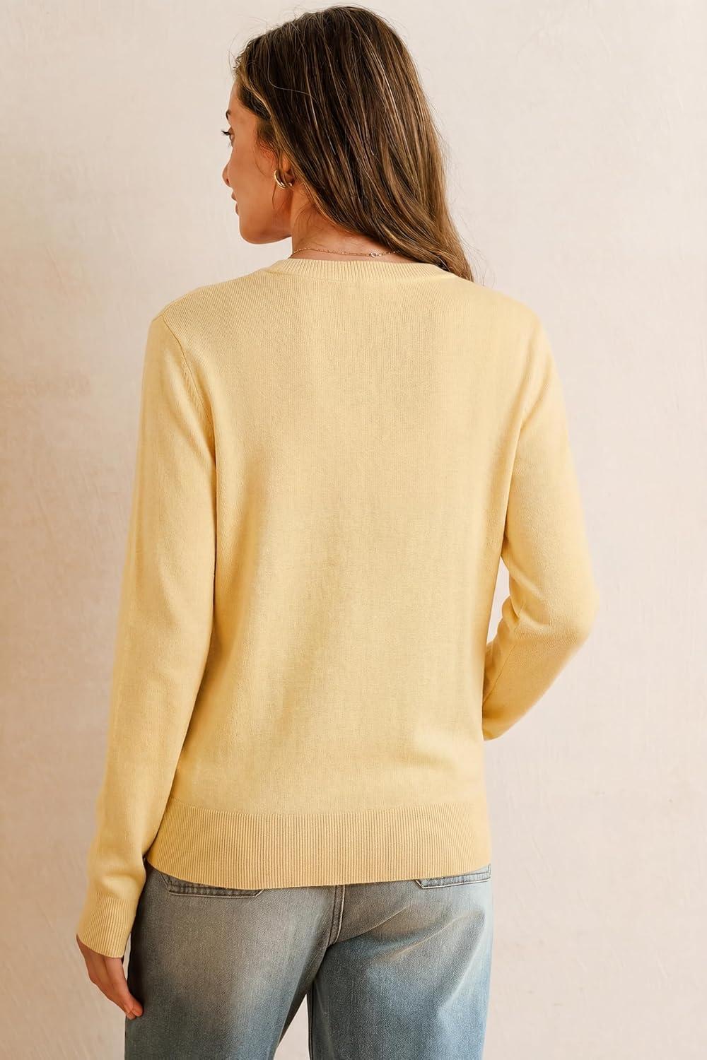 imageArachampCloz Womens Wool Blend Lightweight Summer Business Casual Cardigan Sweaters TopsYellow
