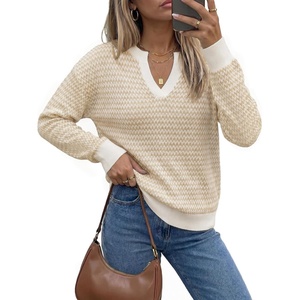 Arach&Cloz Women’s 100% Cotton Polo V Neck Striped Short Sleeve Summer Casual Pullover Sweaters 2026(A-apricot)