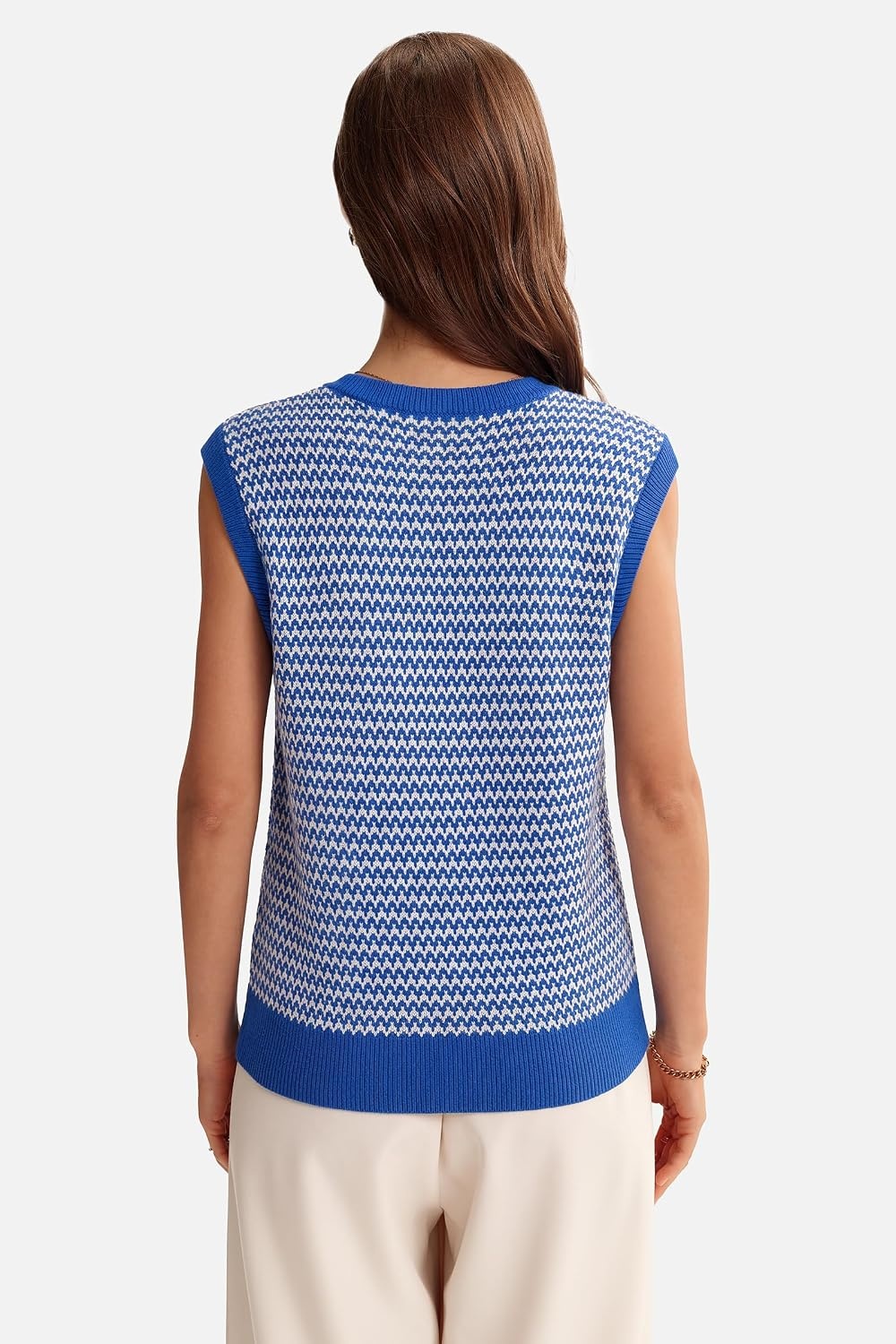 image:imageArachampCloz Womens 100 Cotton Regular Fit Polo V Neck Striped Sweater Vest Casual Tops 2026Royal Blue