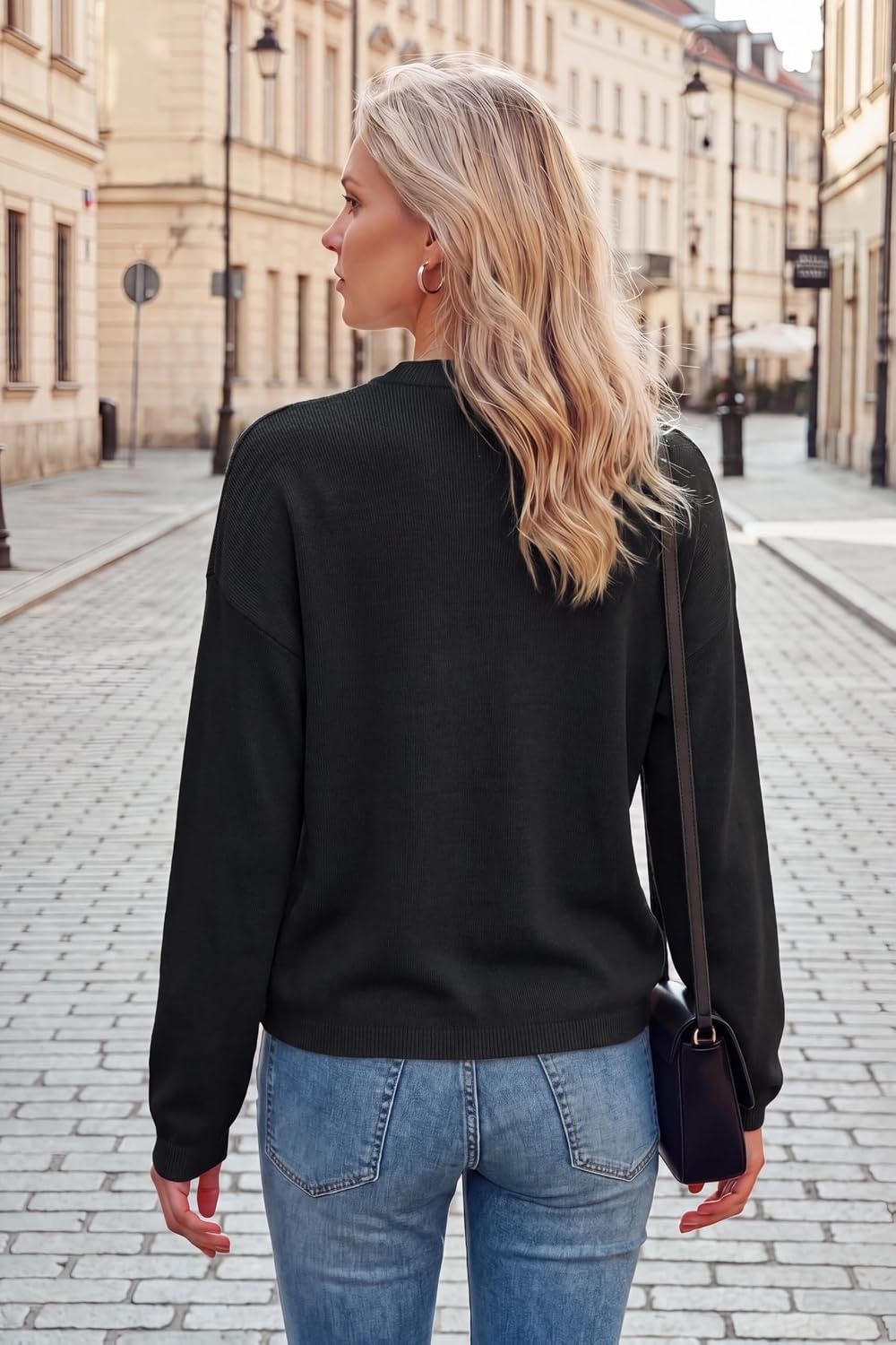 image:imageArachampCloz Womens 100 Cotton Relaxed Fit Sweaters Spring Fall Casual Cozy Tops 2026Black