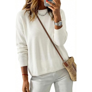 Arach&Cloz Women’s 100% Cotton Relaxed Fit Sweaters Spring Fall Casual Cozy Tops 2026(Beige)