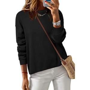 Arach&Cloz Women’s 100% Cotton Relaxed Fit Sweaters Spring Fall Casual Cozy Tops 2026(Black)