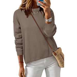 Arach&Cloz Women’s 100% Cotton Relaxed Fit Sweaters Spring Fall Casual Cozy Tops 2026(Dark Coffee)