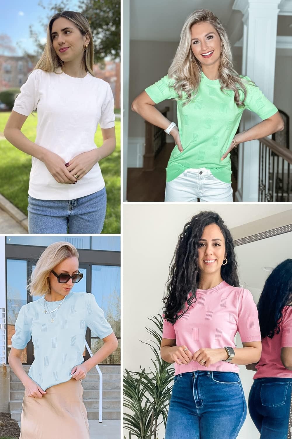 image:imageArachampCloz Womens Lightweight Blouse Short Sleeve Crew Neck Sweaters Business Casual Tops Spring Summer Outfits 2026Pink