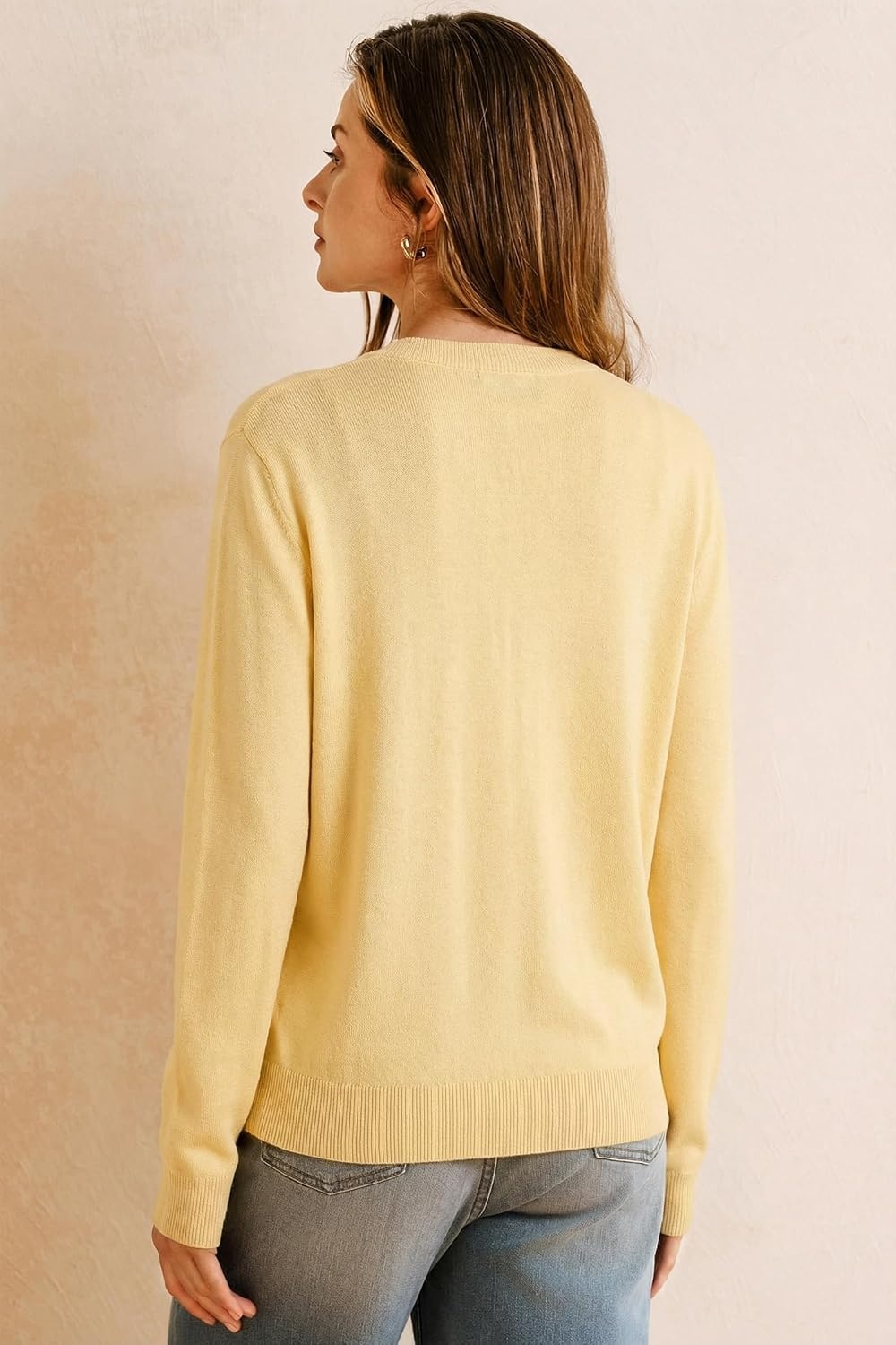 image:imageArachampCloz Womens Wool Blend Lightweight Business Casual Cardigan Sweaters TopsYellow