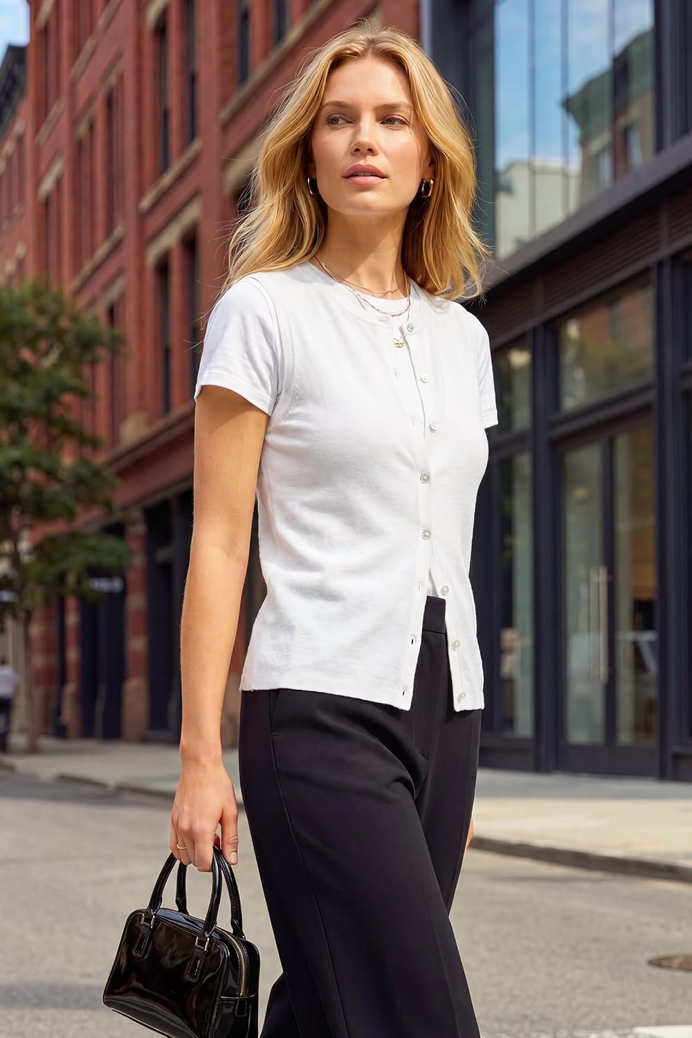 image:imageArachampCloz Womens Wool Blend Non See Through Button Down Business Casual Tank Tops 2026White