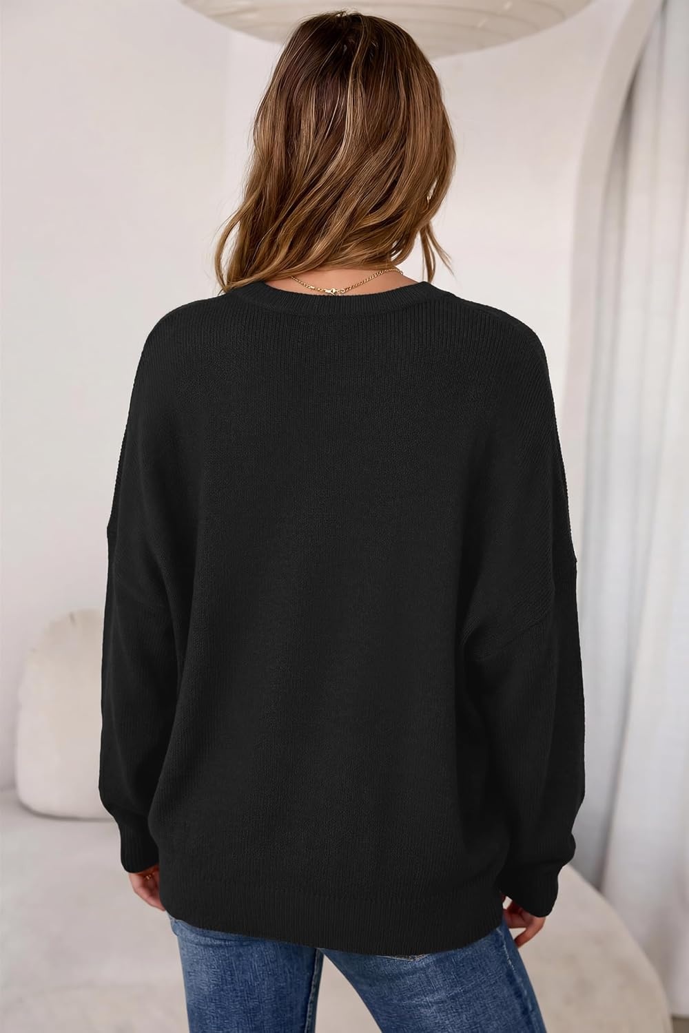 image:imageArachampCloz Womens Wool Blend Oversized Sweaters Crewneck Casual Outfits Fashion Fall Pullover Tops 2026Black