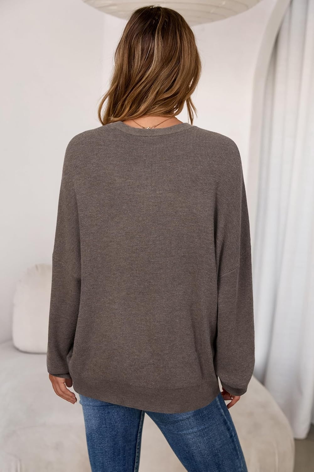 image:imageArachampCloz Womens Wool Blend Oversized Sweaters Crewneck Casual Outfits Fashion Fall Pullover Tops 2026Coffee