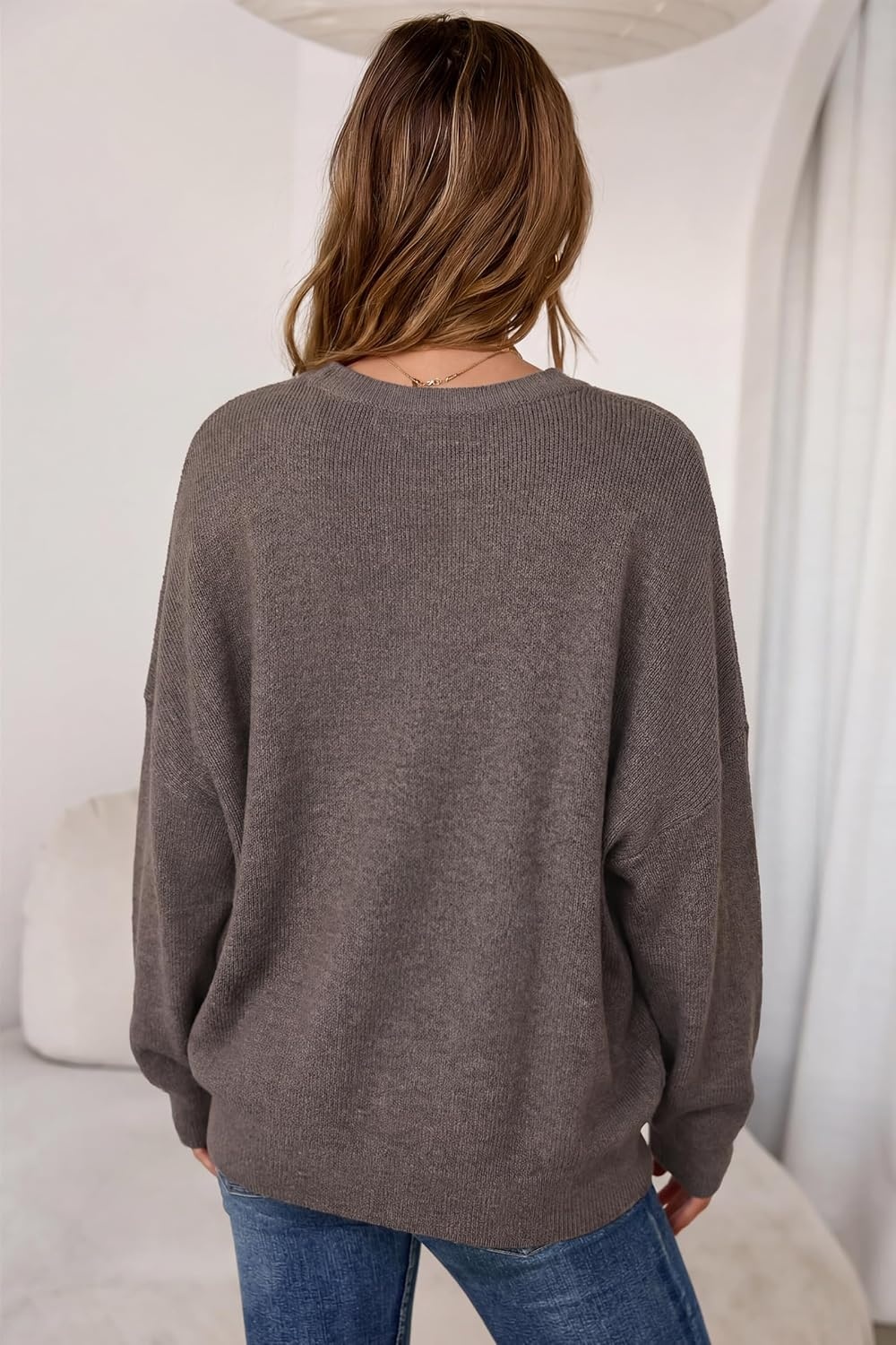 image:imageArachampCloz Womens Wool Blend Oversized Sweaters Crewneck Casual Outfits Fashion Fall Pullover Tops 2026Coffee