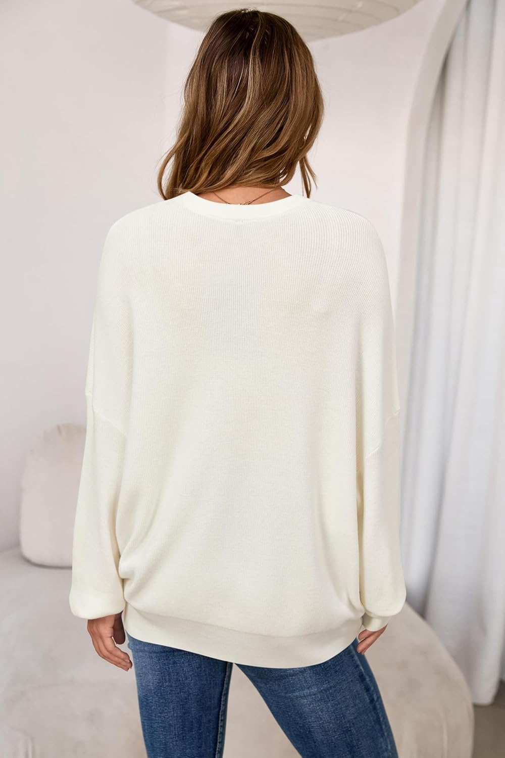 image:imageArachampCloz Womens Wool Blend Oversized Sweaters Crewneck Casual Outfits Fashion Fall Pullover Tops 2026Cream