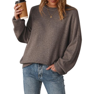 Arach&Cloz Women’s Wool Blend Oversized Sweaters Crewneck Casual Outfits Fashion Fall Pullover Tops 2026(Coffee)