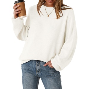 Arach&Cloz Women’s Wool Blend Oversized Sweaters Crewneck Casual Outfits Fashion Fall Pullover Tops 2026(Cream)