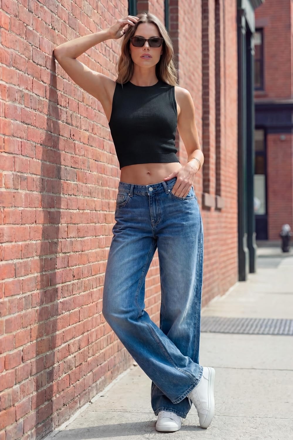 image:imageArachampCloz Womens Lyocell Blend Slim Fit Cropped Summer Casual Tank TopsBlack