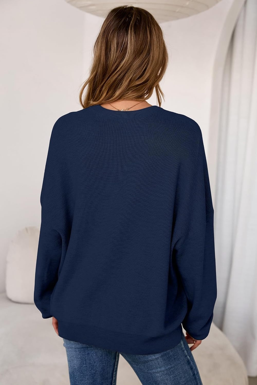 image:imageArachampCloz Womens Wool Blend Oversized Crewneck Fall Casual Sweater Long Sleeve Antipilling WrinkleResistant Business Casual Work Top Teacher Outfits Fashion 2026Navy