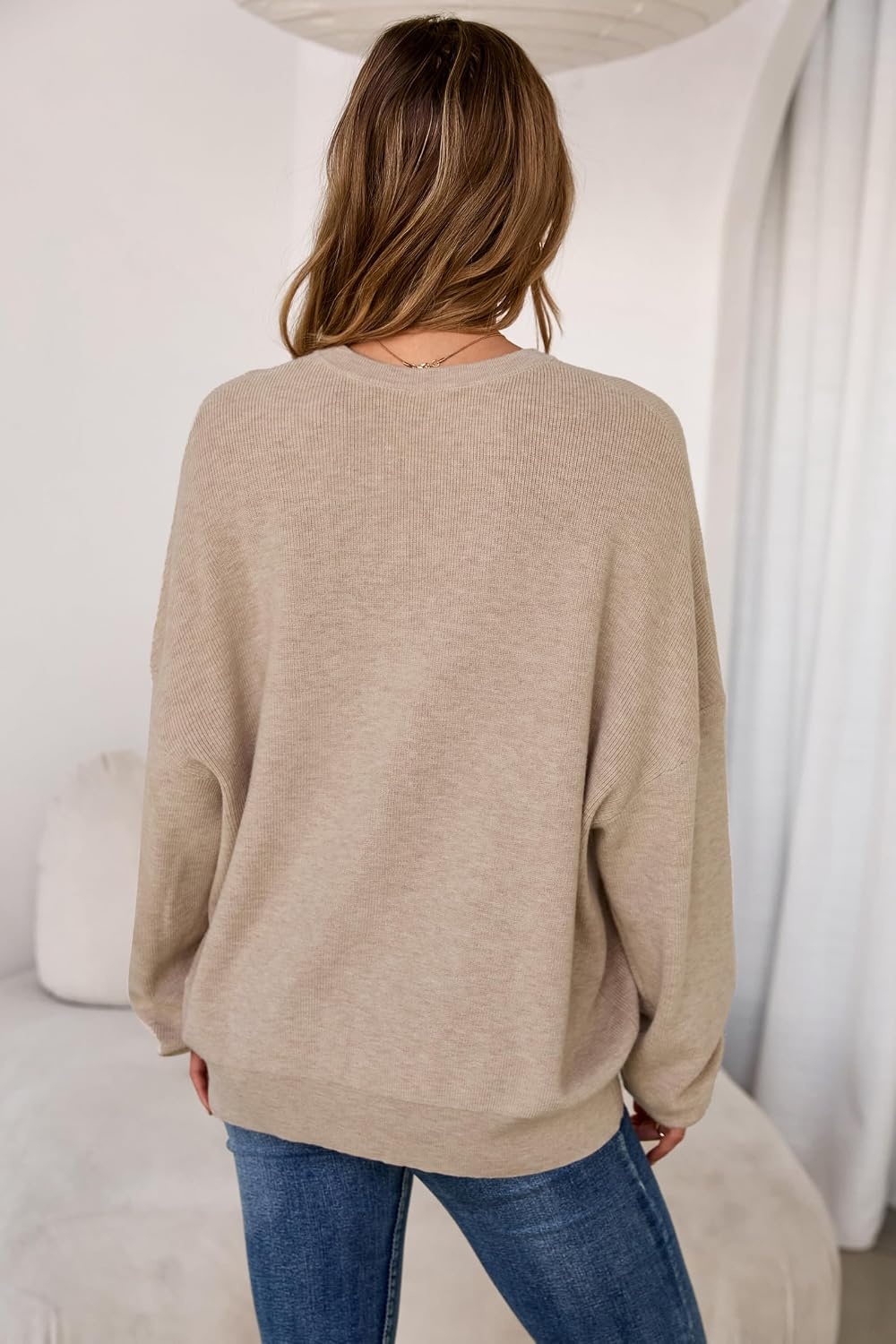 image:imageArachampCloz Womens Wool Blend Oversized Crewneck Fall Casual Sweater Long Sleeve Antipilling WrinkleResistant Business Casual Work Top Teacher Outfits Fashion 2026Oatmeal