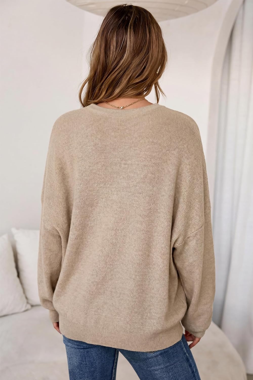image:imageArachampCloz Womens Wool Blend Oversized Crewneck Fall Casual Sweater Long Sleeve Antipilling WrinkleResistant Business Casual Work Top Teacher Outfits Fashion 2026Oatmeal