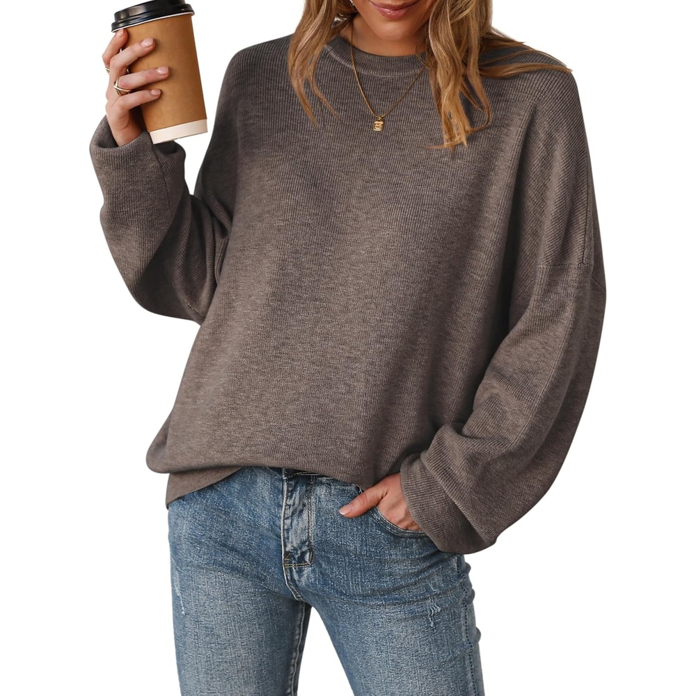 image:imageArachampCloz Womens Wool Blend Oversized Crewneck Fall Casual Sweater Long Sleeve Antipilling WrinkleResistant Business Casual Work Top Teacher Outfits Fashion 2026Coffee