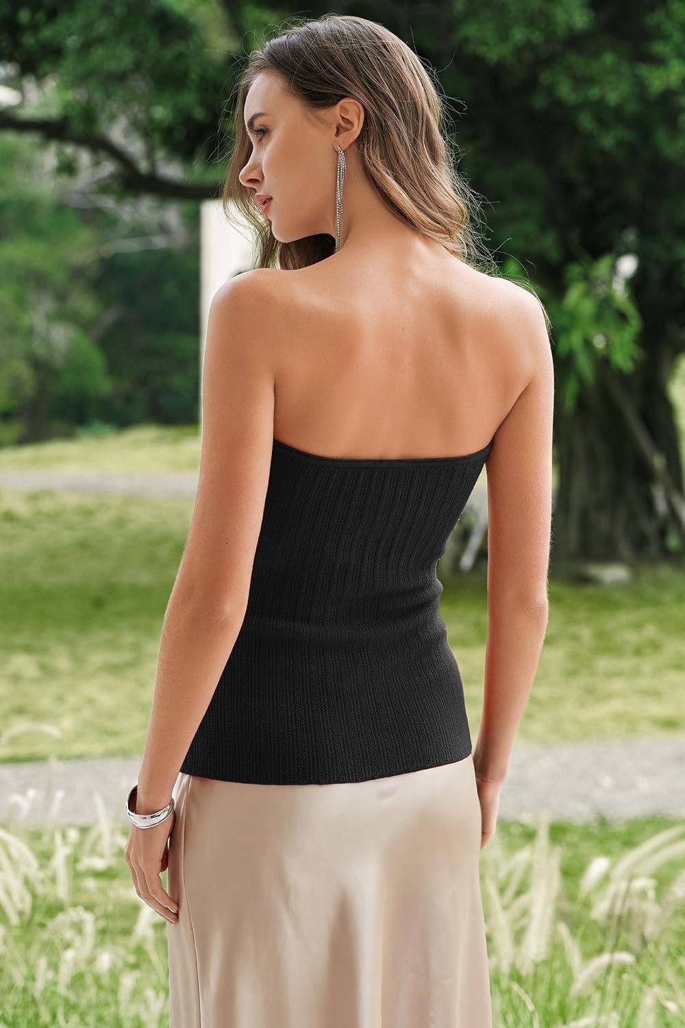 image:imageArachampCloz Womens Lyocell Blend NonSlip Summer Going Out Tube TopsBlack