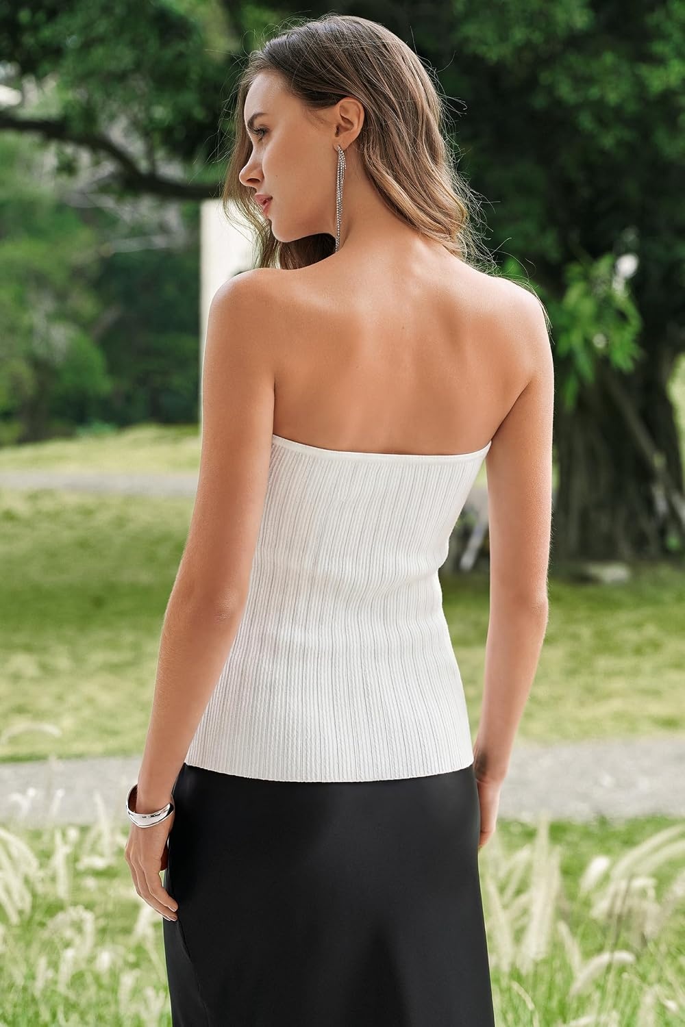 image:imageArachampCloz Womens Lyocell Blend NonSlip Summer Going Out Tube TopsWhite