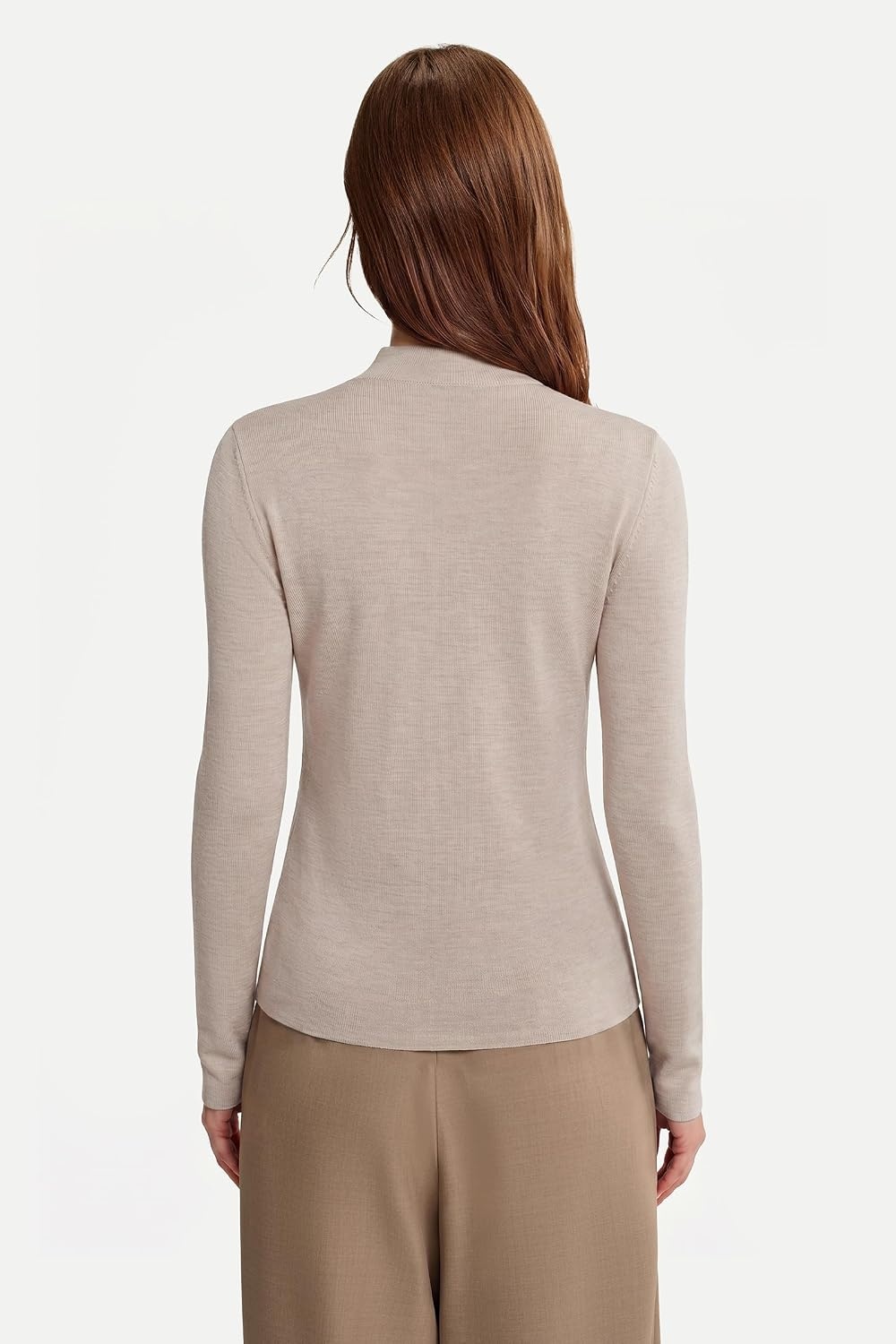 image:imageArachampCloz Womens 100 Merino Wool Long Sleeve Mock Neck Sweater Work Fall Machine Washable Luxury Fabric LightweightampEasy Care Natural Warmth Work Essential Business Casual Fall Winter 2026Oatmeal