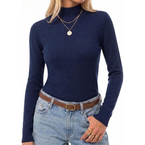 Arach&Cloz Women’s 100% Merino Wool Long Sleeve Mock Neck Sweater Work Fall | Machine Washable, Luxury Fabric, Lightweight&Easy Care, Natural Warmth, Work Essential, Business Casual, Fall Winter 2026(Navy Blue)