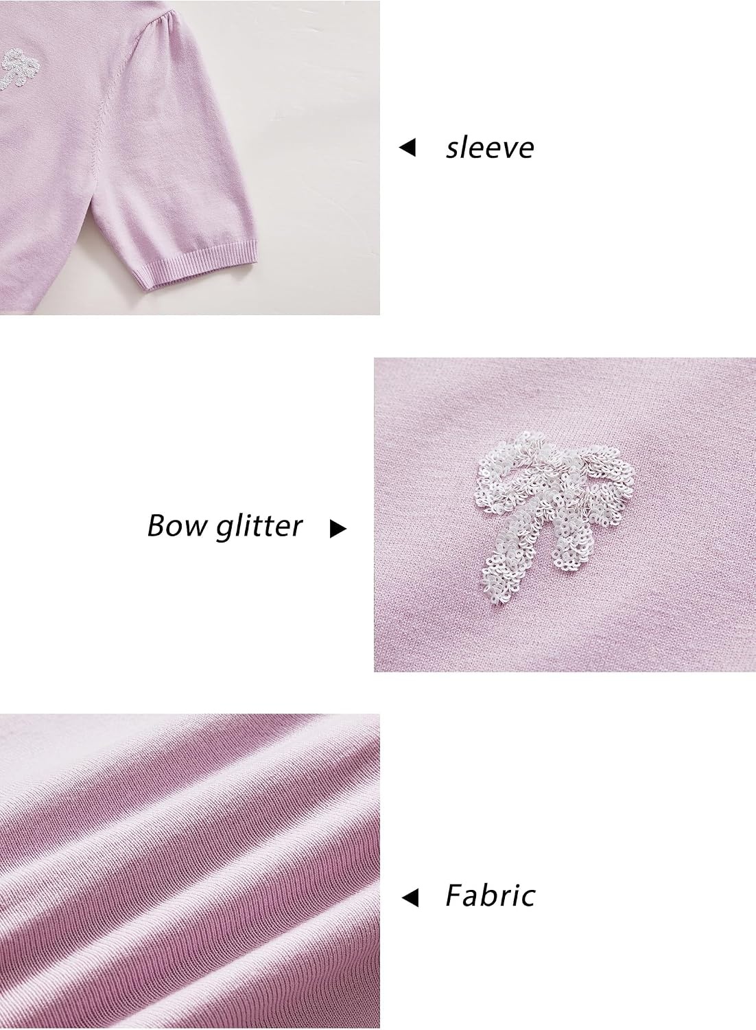 image:imageArachampCloz Womens Puff Short Sleeve Shirts 2025 Summer Crew Neck Sequin Cute Crop Tops Trendy Casual PulloverLight Pink