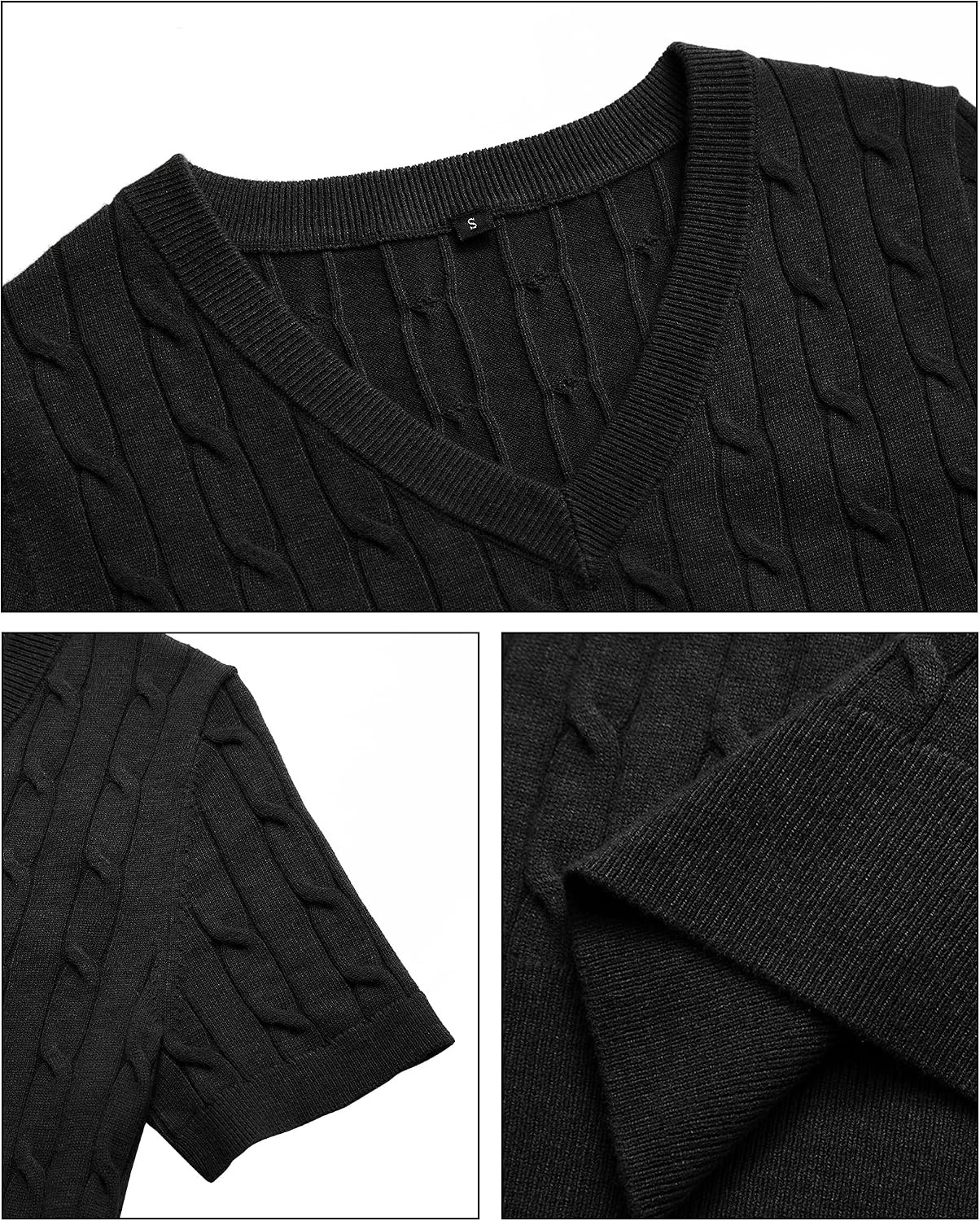 image:imageArachampCloz Womens Wool Blend Short Sleeve Summer Business Casual Sweater LightweightampSoft Fabric Breathable Top VNeck Regular Fit Office Wear Teacher Outfits Fall Capsule Wardrobe 2026Cableblack02