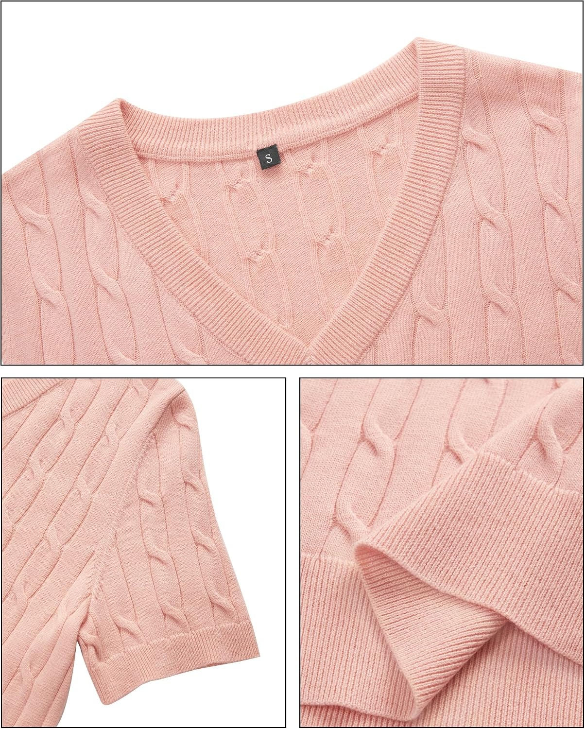 image:imageArachampCloz Womens Wool Blend Short Sleeve Summer Business Casual Sweater LightweightampSoft Fabric Breathable Top VNeck Regular Fit Office Wear Teacher Outfits Fall Capsule Wardrobe 2026Cablepale Pink