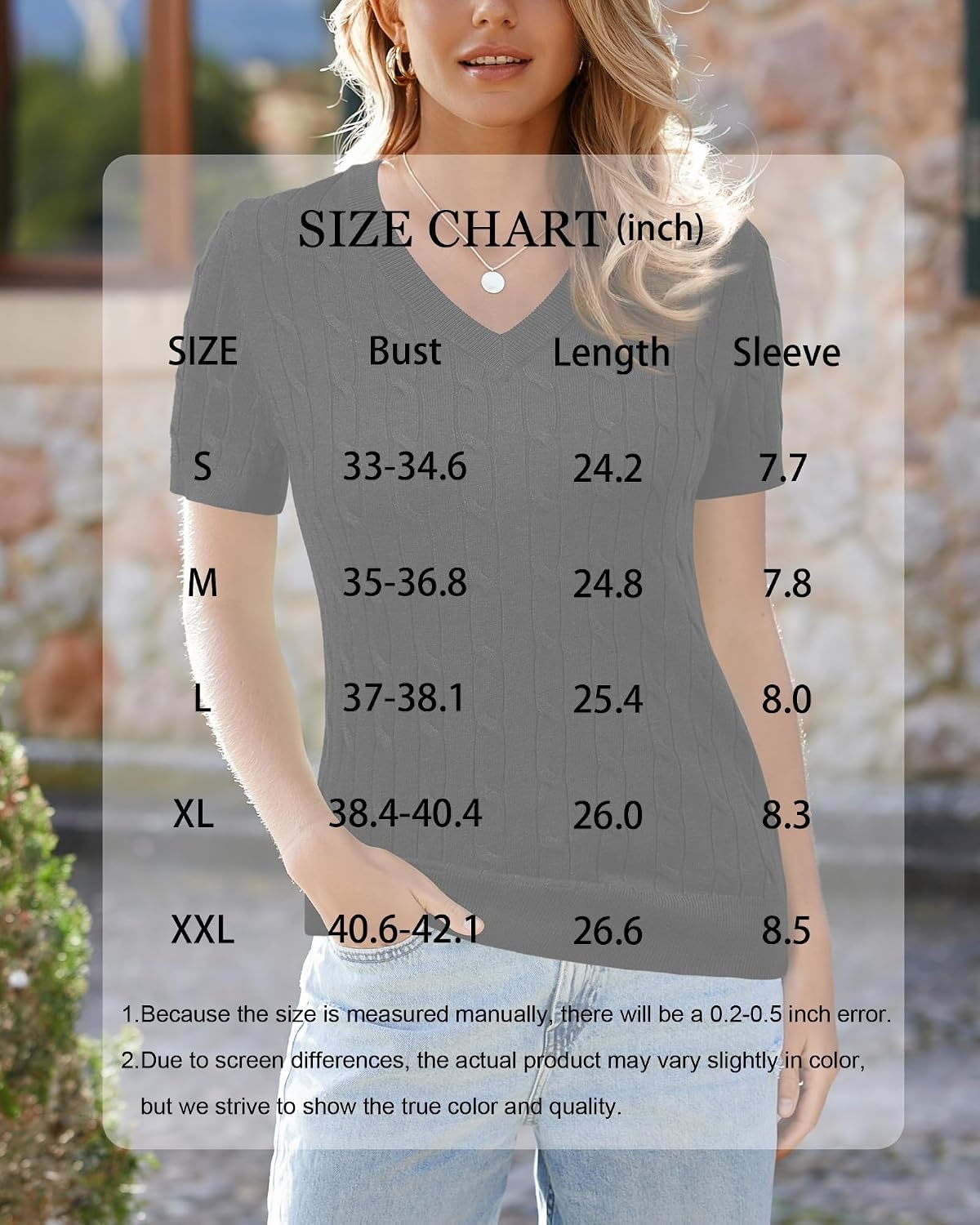 image:imageArachampCloz Womens Wool Blend Short Sleeve Summer Business Casual Sweater LightweightampSoft Fabric Breathable Top VNeck Regular Fit Office Wear Teacher Outfits Fall Capsule Wardrobe 2026Cableblack02