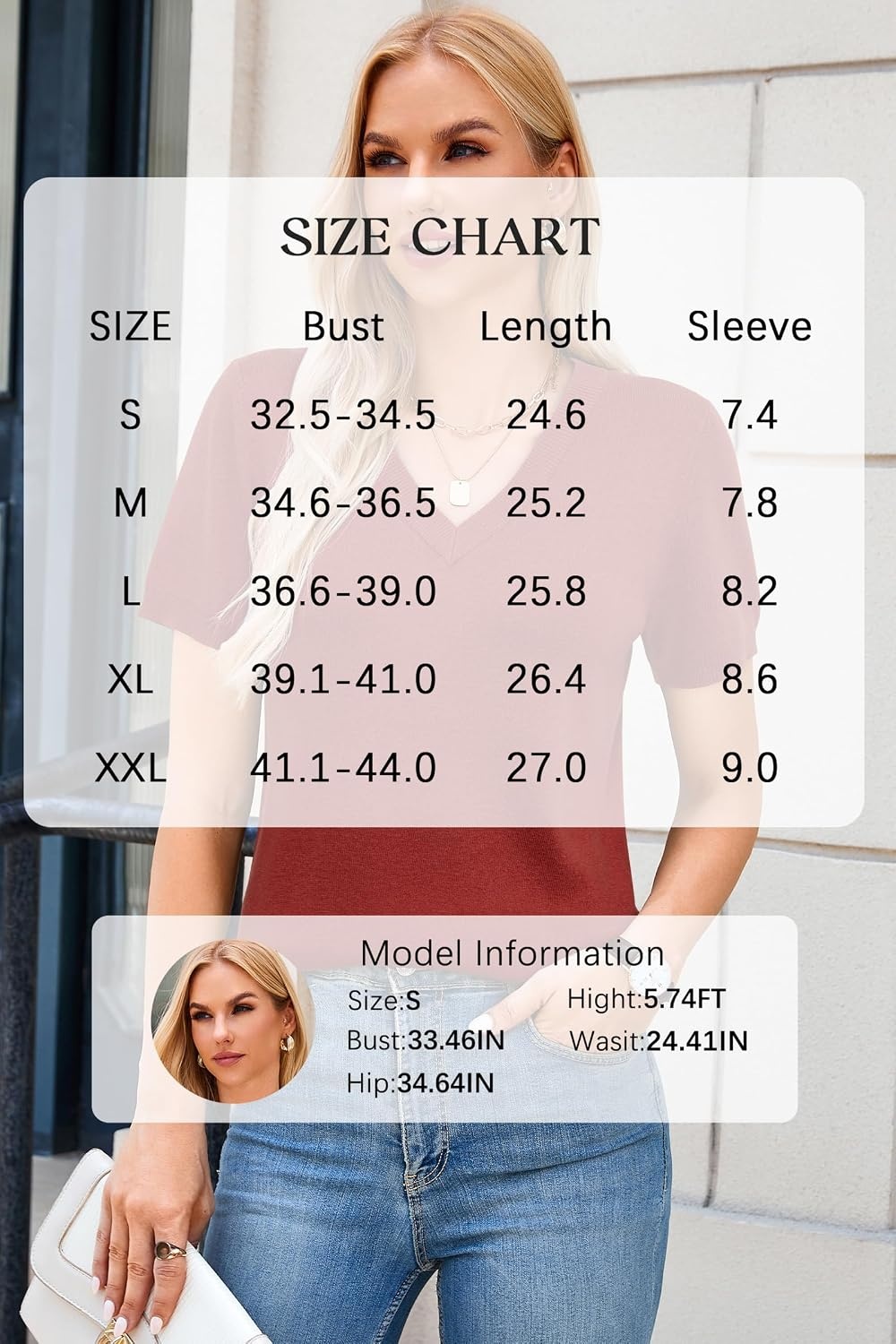 image:imageArachampCloz Womens Wool Blend Short Sleeve Summer Business Casual Sweater LightweightampSoft Fabric Breathable Top VNeck Regular Fit Office Wear Teacher Outfits Fall Capsule Wardrobe 2026Brick Red