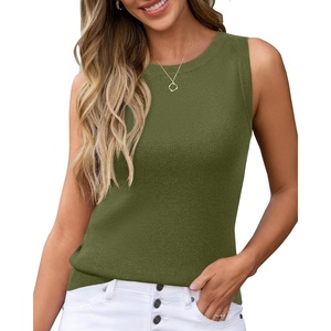 Arach&Cloz Women’s Wool Blend Sleeveless All Season Business Casual Tank | Soft Breathable Wool Blend Stretchy lightweight Sleeveless Business Casual Work Outfit Spring Summer Fall Clothes Wear 2026(Grass Green)