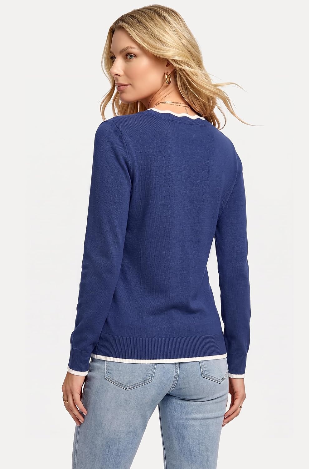 image:imageArachampCloz Womens 2026 Fall V Neck Sweaters Pullover Long Sleeve Knit Tops 100 Cotton LightweightampCute Cozy StyleampCasual Regular Fit TrendyampFashion Teacher Tops Fall OutfitsNavy