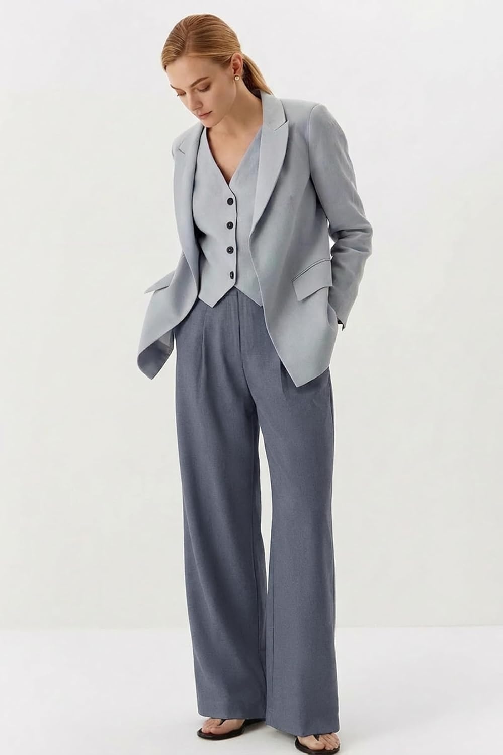 image:imageArachampCloz Womens Linen Blend Wide Leg Pants Fall Business Casual Trousers Breathable linen Blend High Waisted flowy Wide Leg Palazzo Slacks Business Casual Work Teacher Outfits 2026Grey