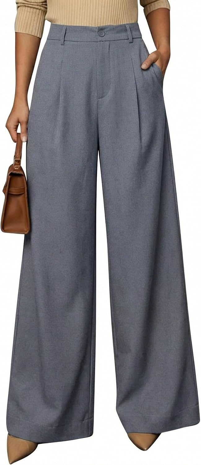 image:imageArachampCloz Womens Linen Blend Wide Leg Pants Fall Business Casual Trousers Breathable linen Blend High Waisted flowy Wide Leg Palazzo Slacks Business Casual Work Teacher Outfits 2026Grey