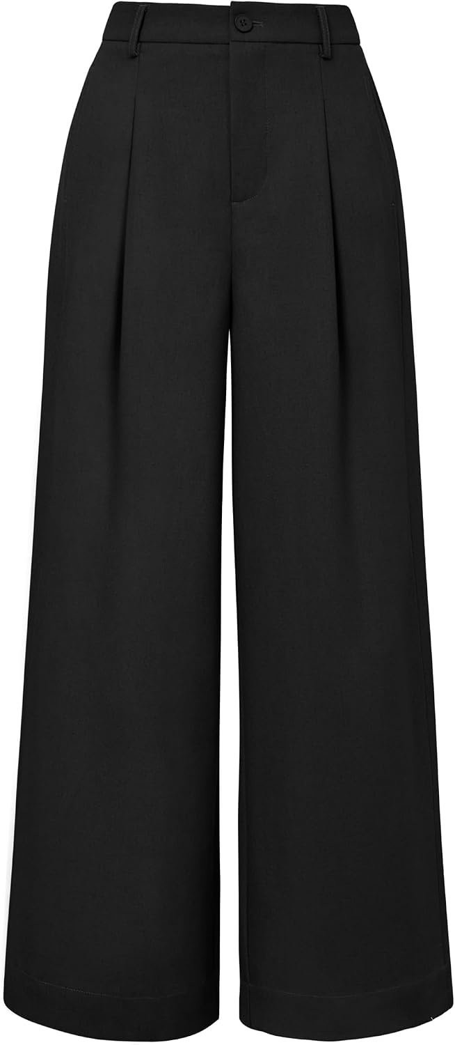 image:imageArachampCloz Womens Linen Blend Wide Leg Pants Fall Business Casual Trousers Breathable linen Blend High Waisted flowy Wide Leg Palazzo Slacks Business Casual Work Teacher Outfits 2026Black