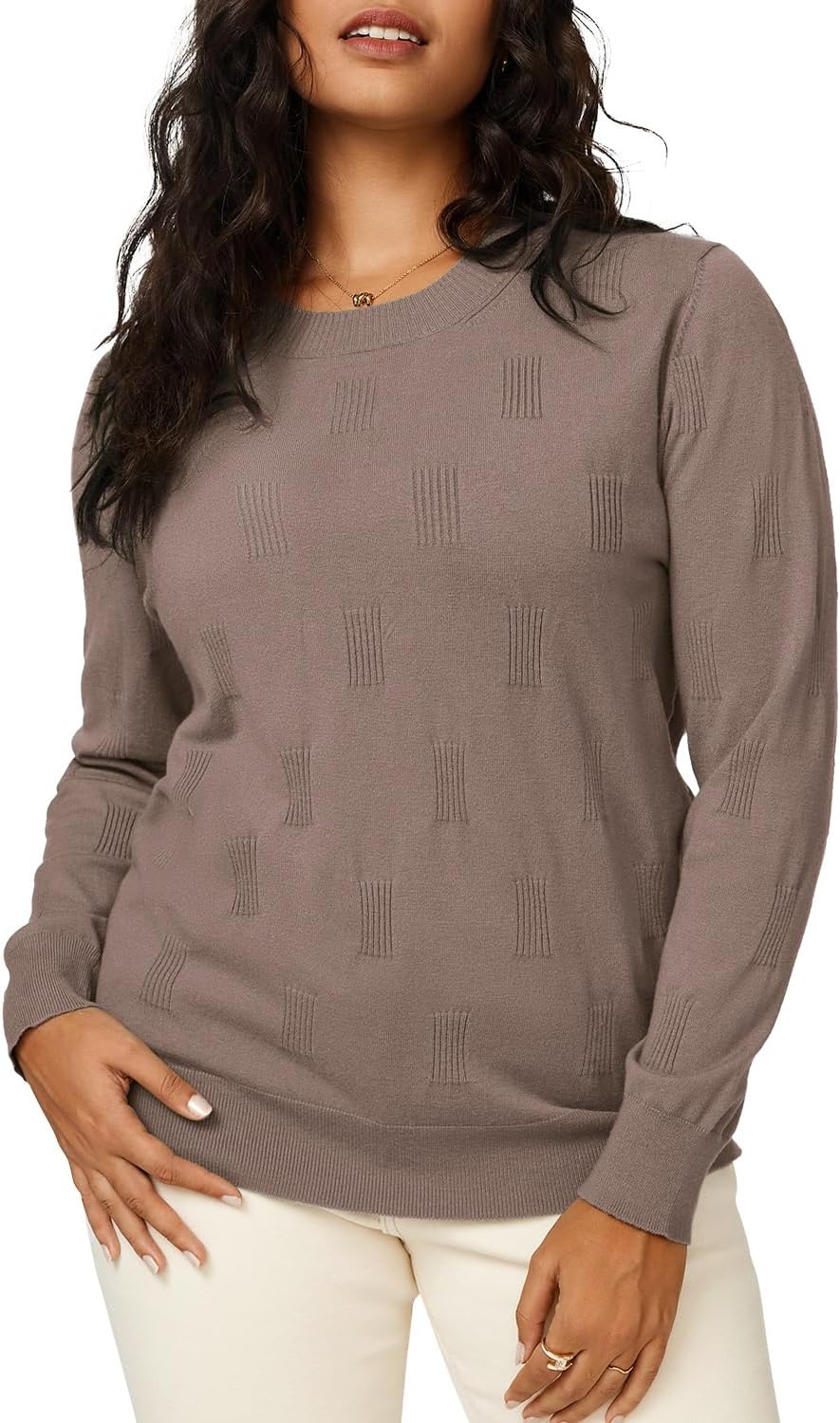 image:imageArachampCloz Womens Soft Knit Fall Winter Sweater Business Casual Basic Tops Lightweight amp Breathable Fabric Long Sleeve Classic Pullover Top Solo amp Layer Outfits Teacher Outfits Office Wear 2026Adusty Rose