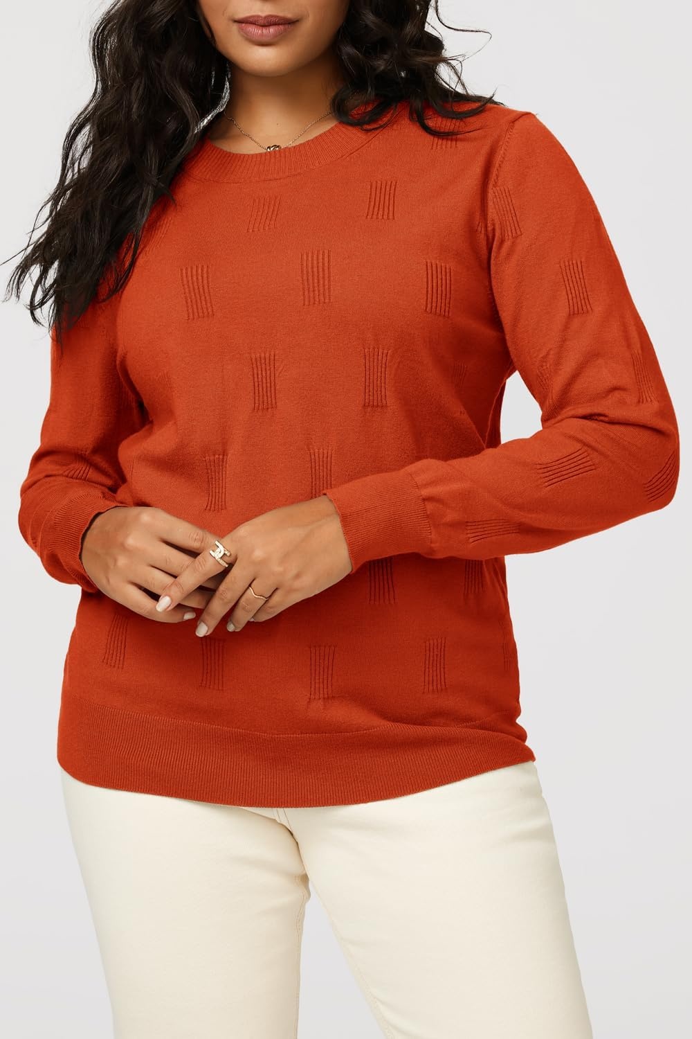 image:imageArachampCloz Womens Soft Knit Fall Winter Sweater Business Casual Basic Tops Lightweight amp Breathable Fabric Long Sleeve Classic Pullover Top Solo amp Layer Outfits Teacher Outfits Office Wear 2026Arust