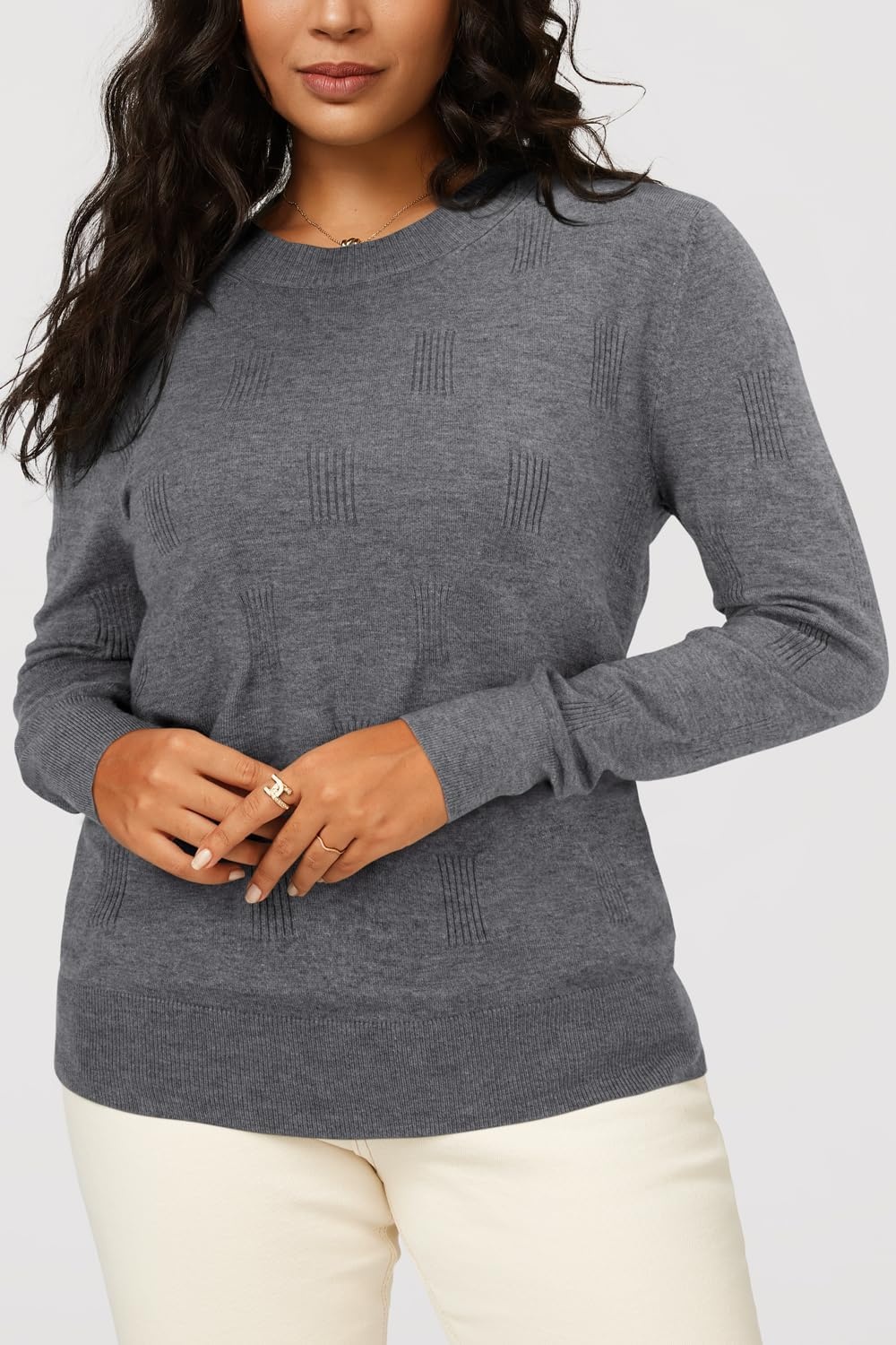 image:imageArachampCloz Womens Soft Knit Fall Winter Sweater Business Casual Basic Tops Lightweight amp Breathable Fabric Long Sleeve Classic Pullover Top Solo amp Layer Outfits Teacher Outfits Office Wear 2026Agray