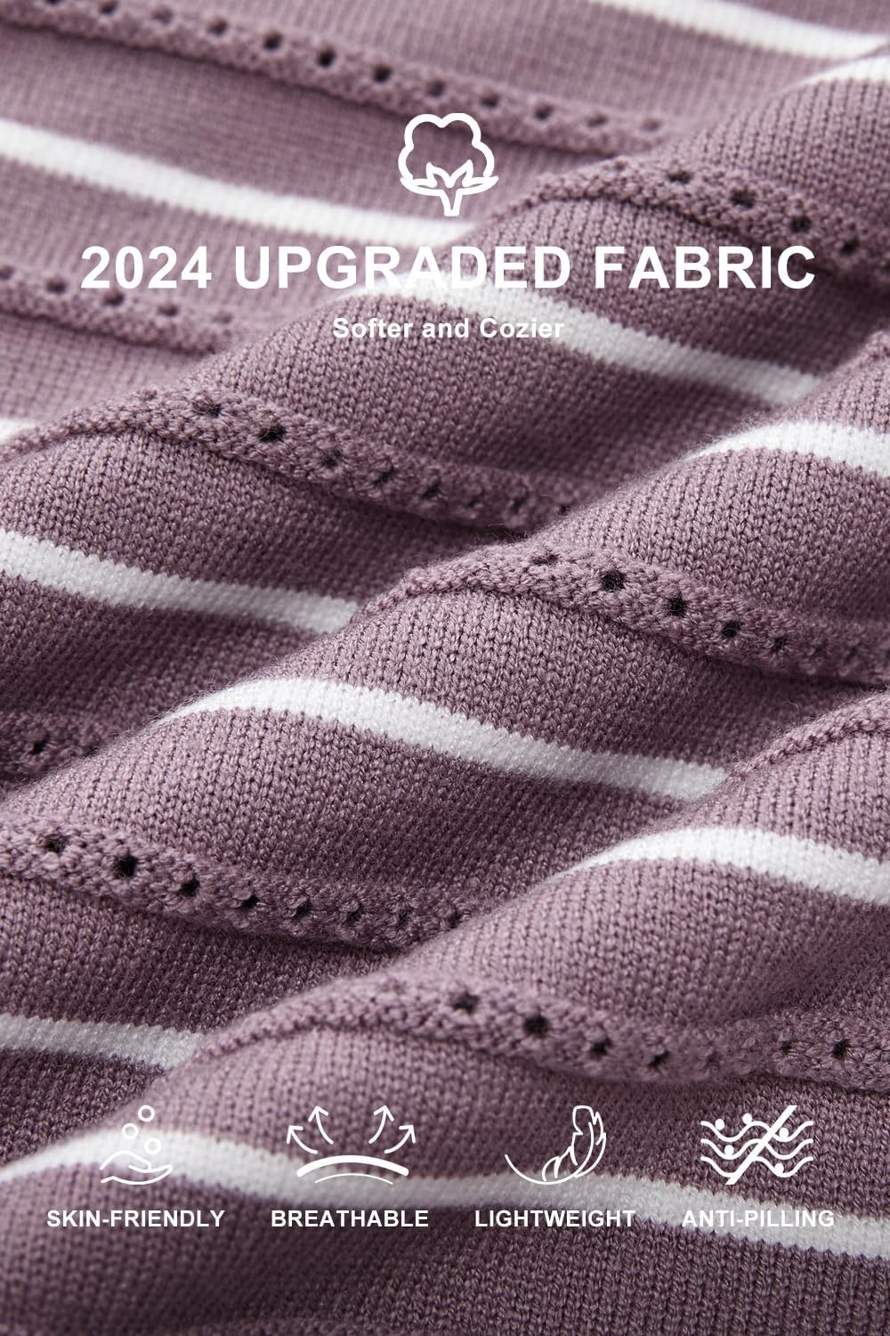 image:imageArachampCloz Womens Soft Knit Fall Winter Sweater Business Casual Basic Tops Lightweight amp Breathable Fabric Long Sleeve Classic Pullover Top Solo amp Layer Outfits Teacher Outfits Office Wear 2026Striped Purple White
