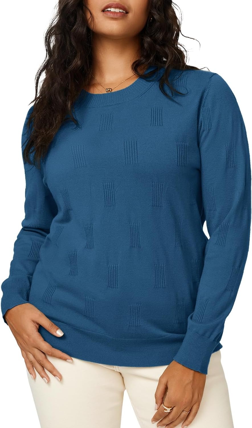 image:imageArachampCloz Womens Soft Knit Fall Winter Sweater Business Casual Basic Tops Lightweight amp Breathable Fabric Long Sleeve Classic Pullover Top Solo amp Layer Outfits Teacher Outfits Office Wear 2026Ablue
