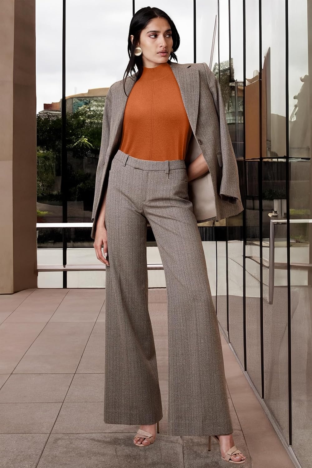 image:imageArachampCloz Womens Wool Blend Mock Neck Summer Sweater Vest Work Tops 2026 BreathableampSoft Fabric Sleeveless Sweater Tank Relaxed Fit Workwear Business Casual Teacher Work Outfits 2026Orange