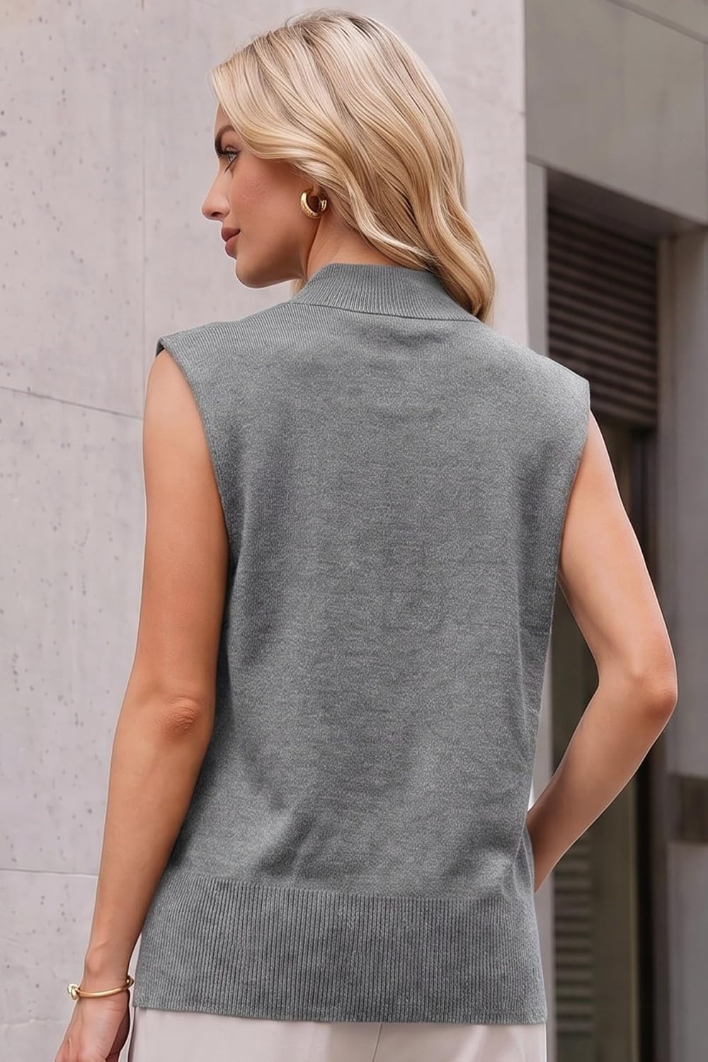 image:imageArachampCloz Womens Wool Blend Mock Neck Summer Sweater Vest Work Tops 2026 BreathableampSoft Fabric Sleeveless Sweater Tank Relaxed Fit Workwear Business Casual Teacher Work Outfits 2026Gray
