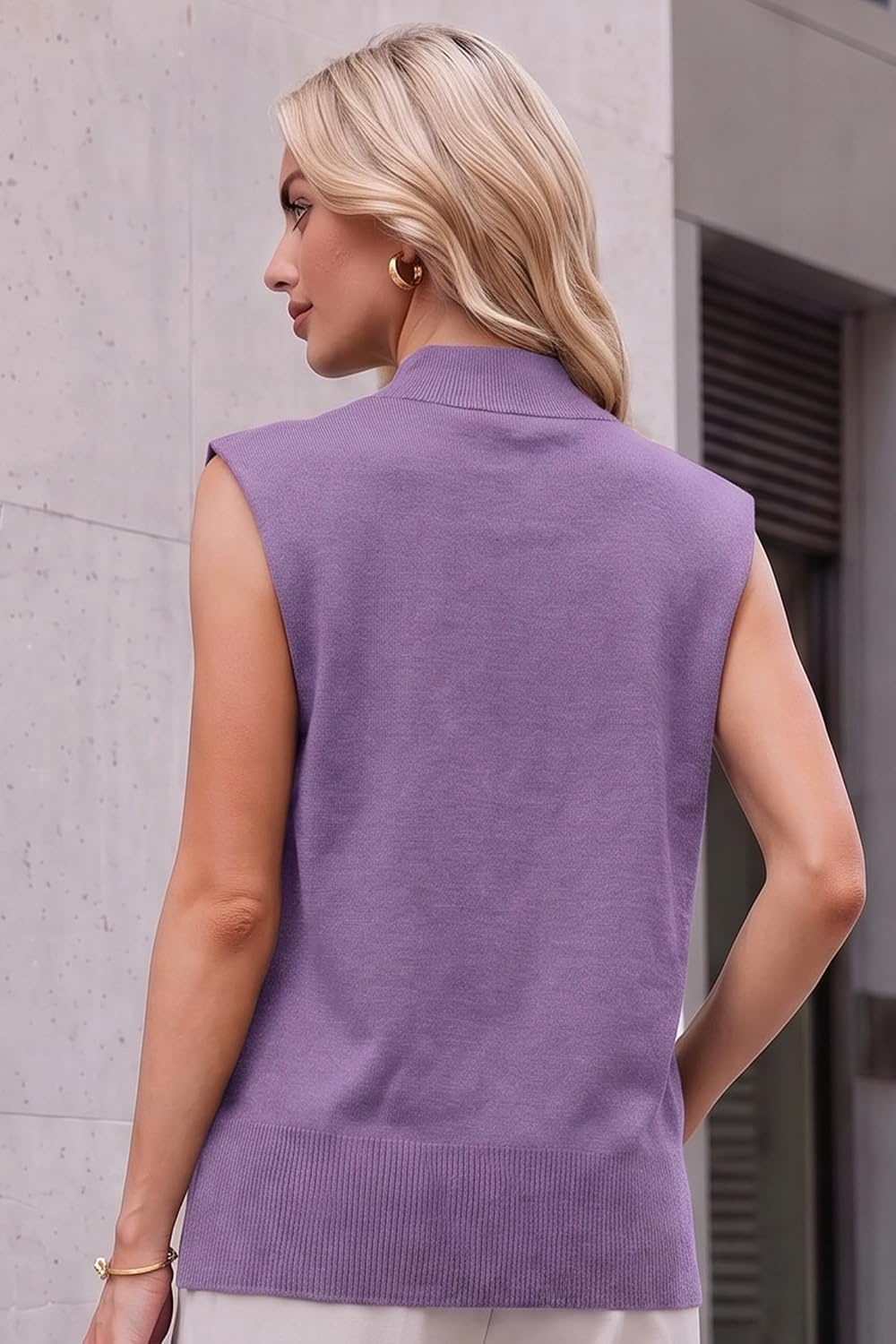 image:imageArachampCloz Womens Wool Blend Mock Neck Summer Sweater Vest Work Tops 2026 BreathableampSoft Fabric Sleeveless Sweater Tank Relaxed Fit Workwear Business Casual Teacher Work Outfits 2026Purple