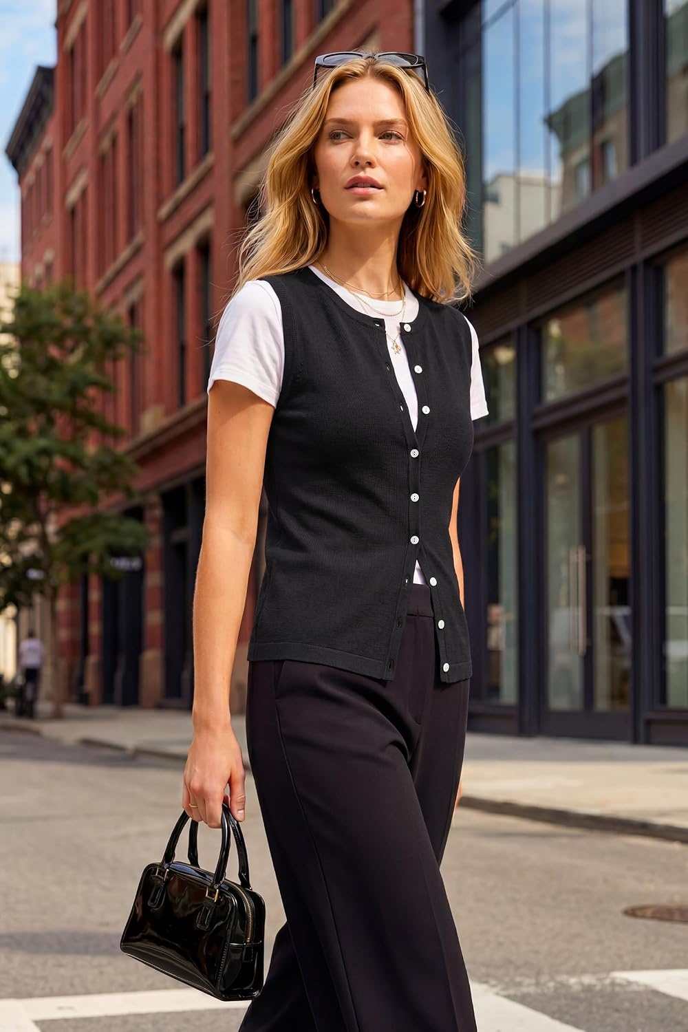 image:imageArachampCloz Womens Wool Blend Non See Through Button Down Casual Tank Tops Sleeveless Top Crew Neck Fall Outfits Work to Weekend BreathableampSoft LightweightampFlattering ComfortableampStylishBlack