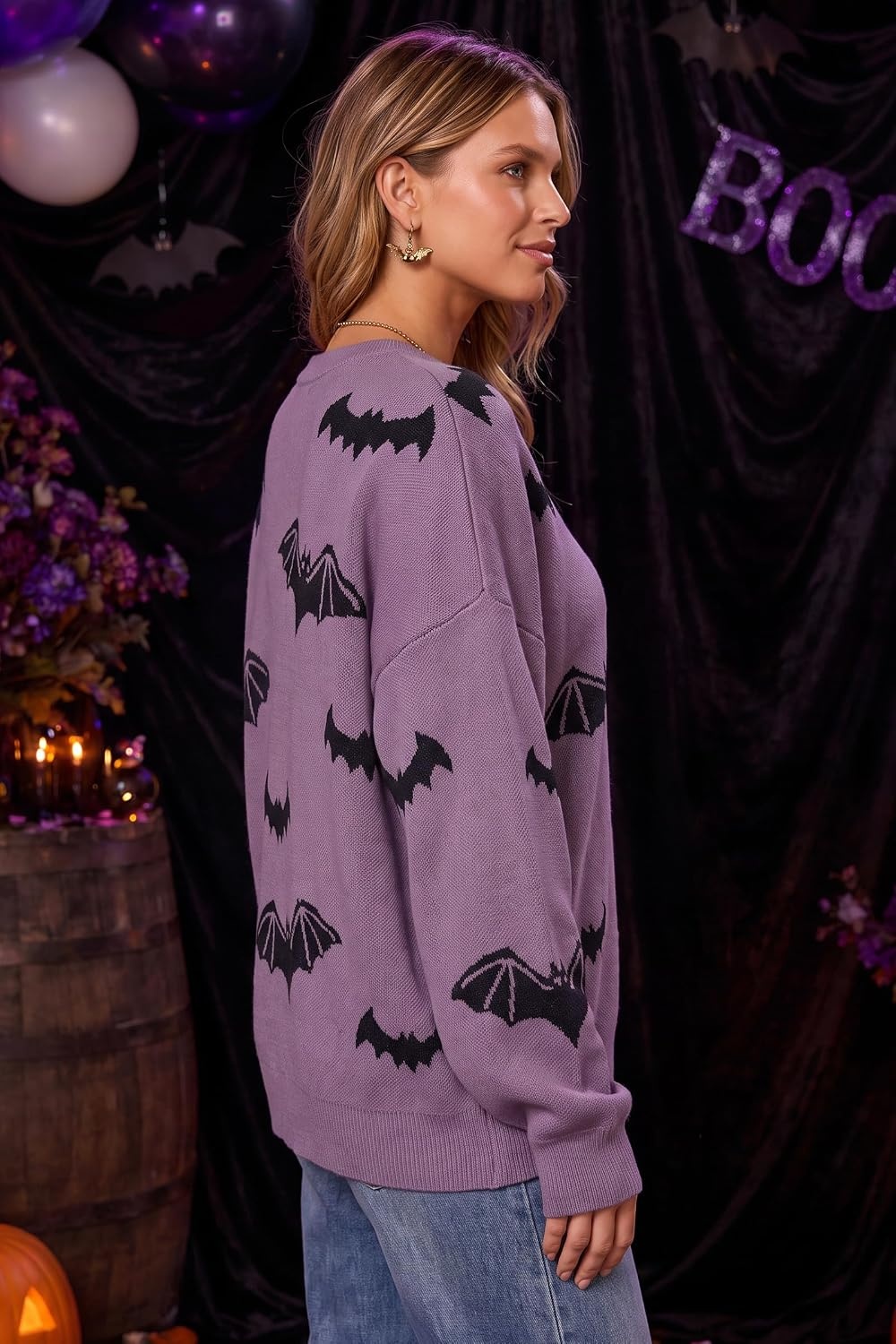 image:imageArachampCloz Womens Wool Blend Oversized Sweaters Fall Fashion Outfits 2026 Long Sleeve Antipilling WrinkleResistant Business Casual Work Top Teacher Outfits Fashion 2026Bat Lavender Black