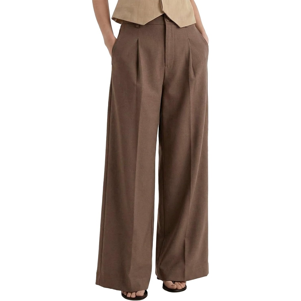 image:imageArachampCloz Womens Linen Blend Wide Leg Pants Fall Business Casual Trousers Breathable linen Blend High Waisted flowy Wide Leg Palazzo Slacks Business Casual Work Teacher Outfits 2026Coffee